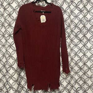 Wonderly Burgundy Long Sleeve Dress